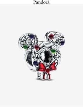 Authentic Disney Mickey Mouse Christmas Wreath Pandora Charm